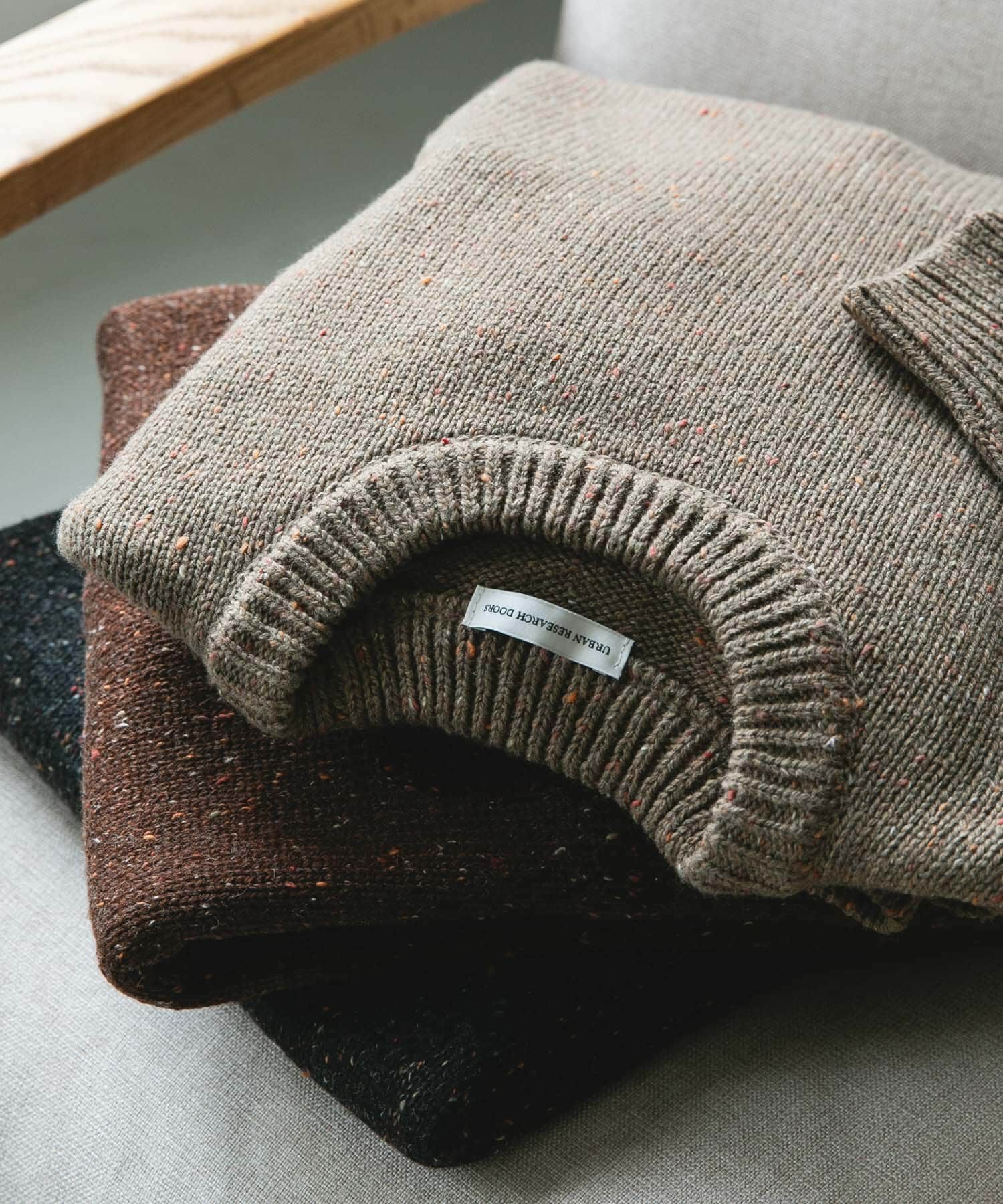 URBAN RESEARCH DOORS「ウールブレンドネップクルーネックニット」|ニット・セーター|ベージュ系その他