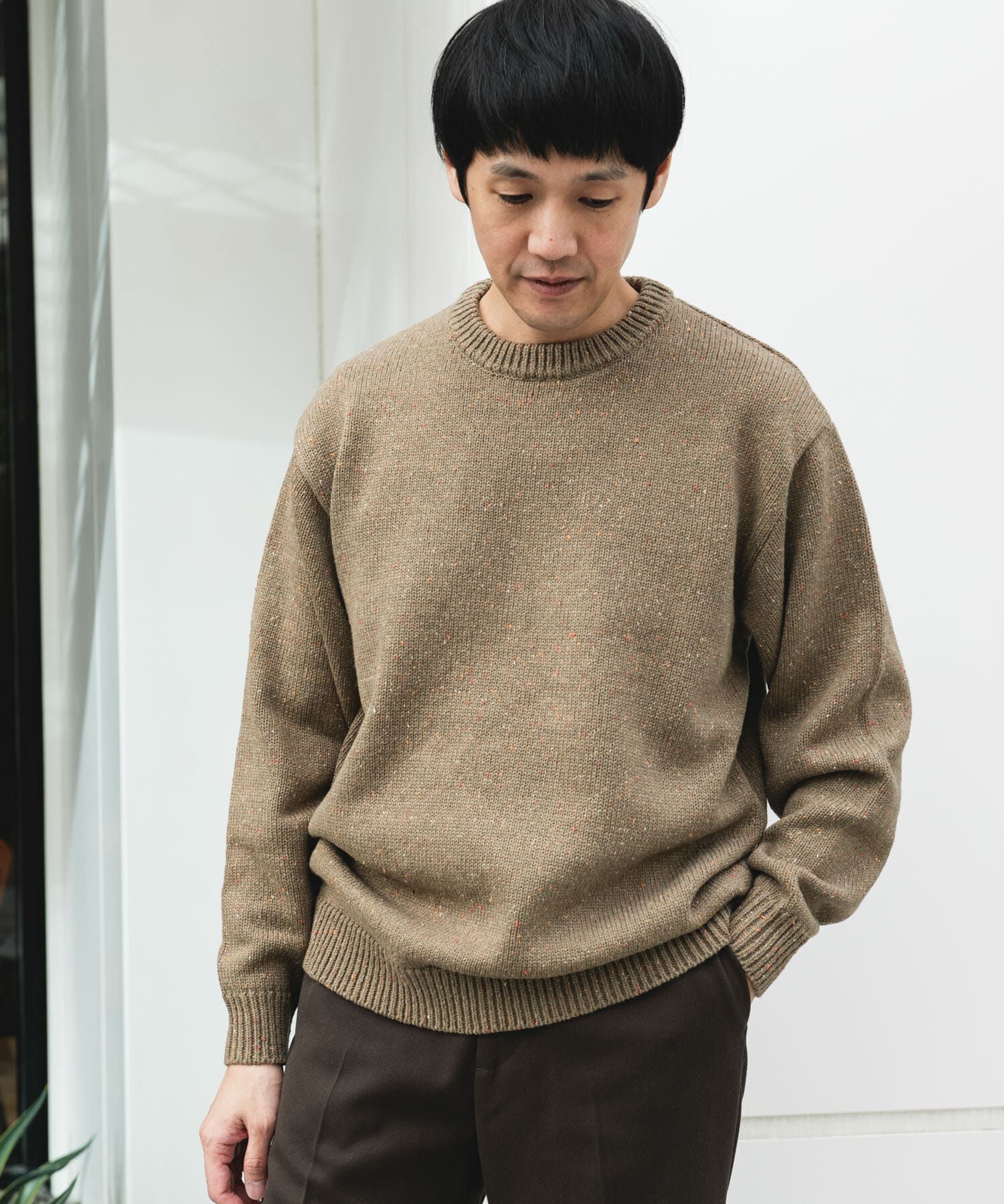URBAN RESEARCH DOORS「ウールブレンドネップクルーネックニット」|ニット・セーター|
