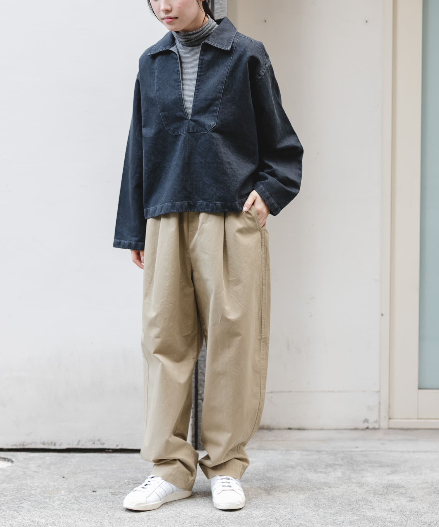 URBAN RESEARCH DOORS「FORK&SPOON　ペーパーデニムスキッパーシャツ」|シャツ・ブラウス|