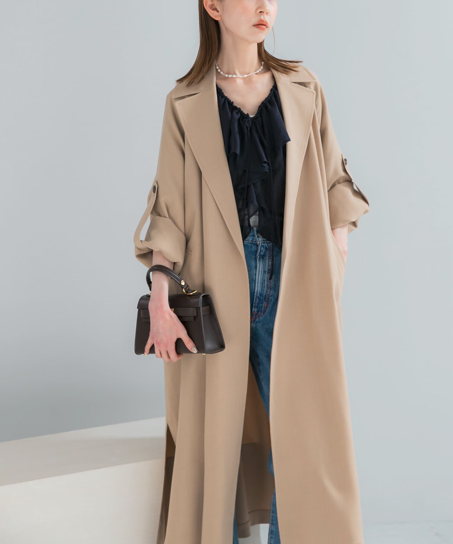 URBAN RESEARCH ROSSO「撥水 ロングガウンコート」|トレンチコート|ベージュ