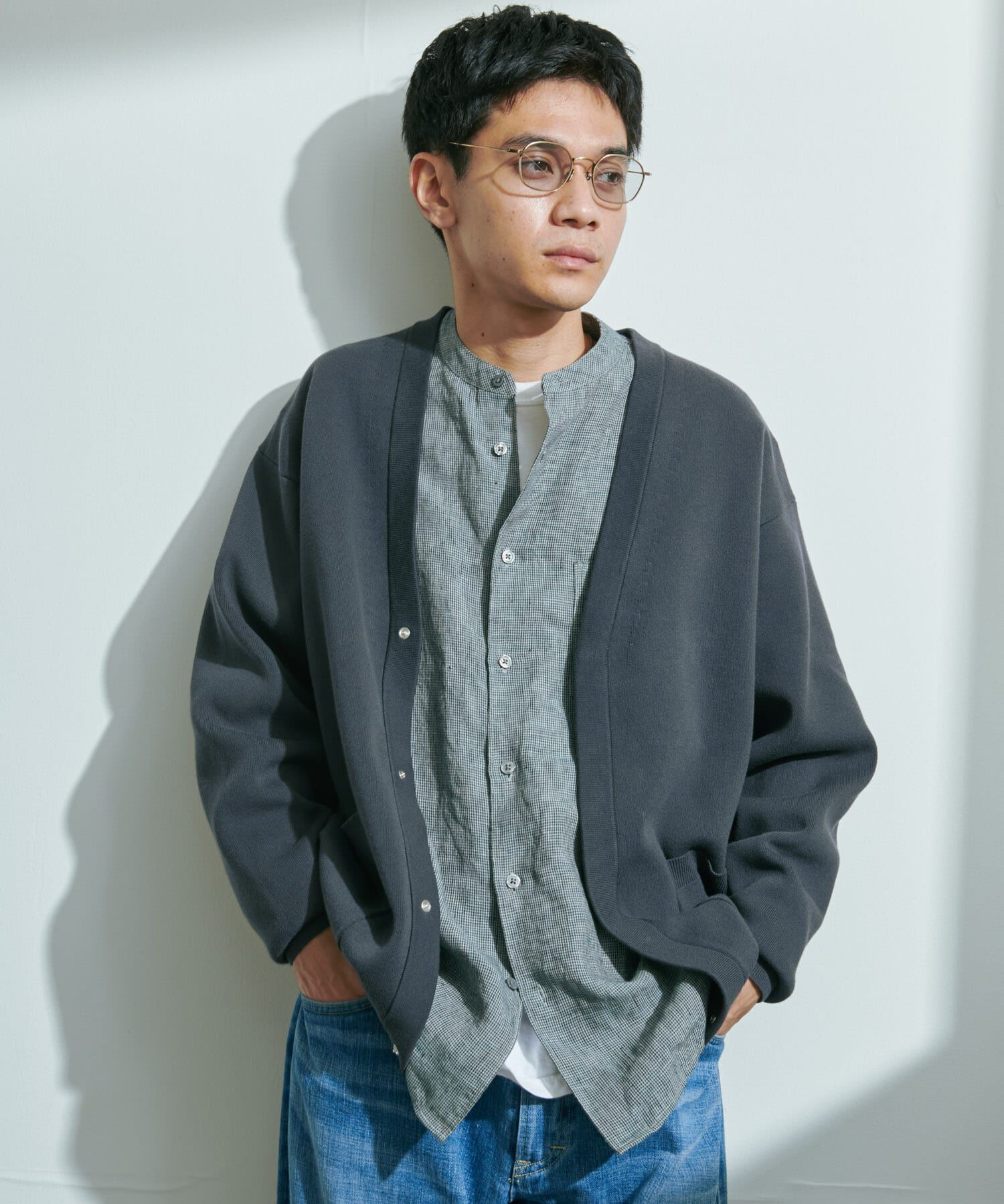 URBAN RESEARCH DOORS「『UR TECH Renew Knit』Vネックカーディガン」|カーディガン|