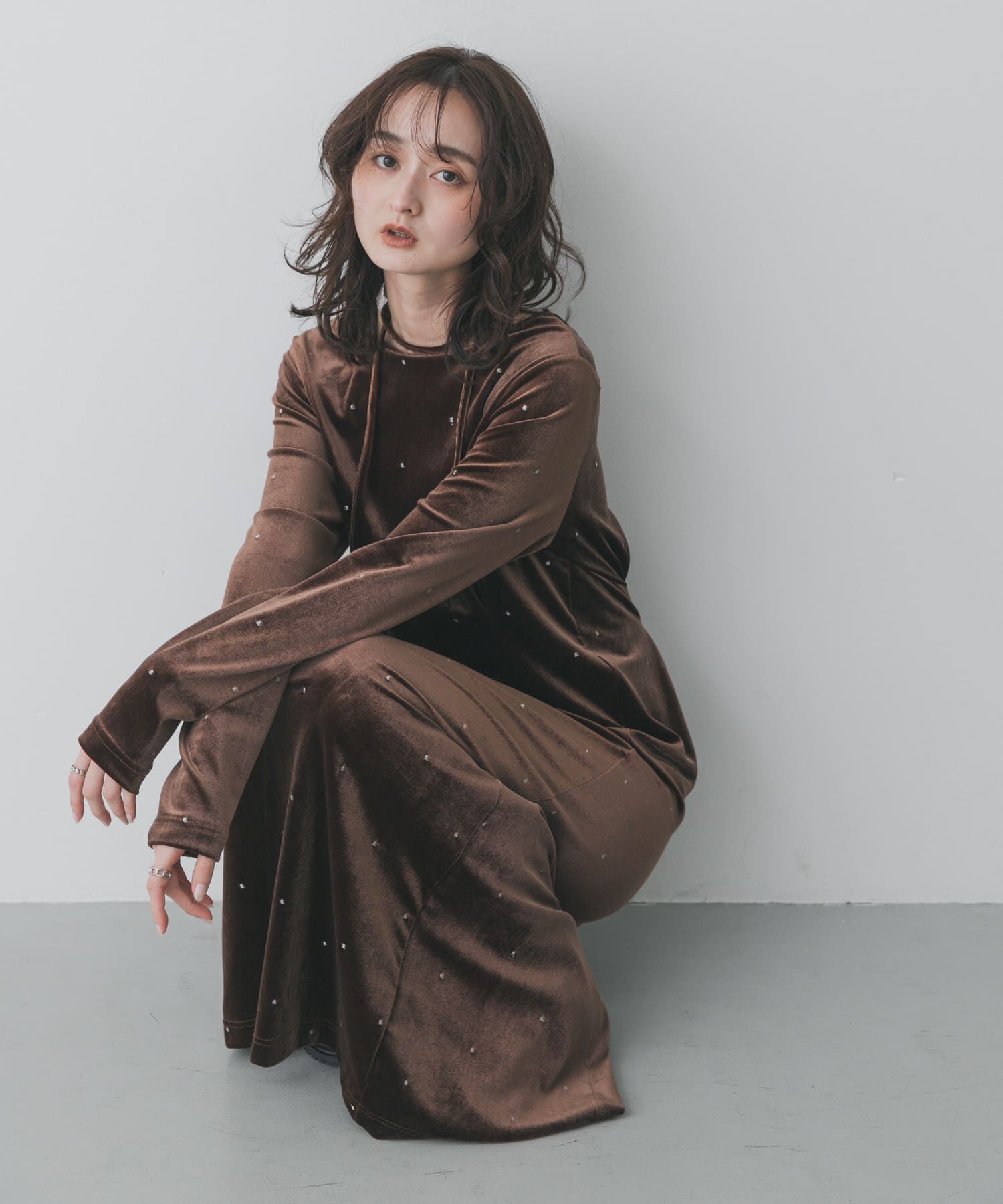 SENSE OF PLACE by URBAN RESEARCH「ドットシシュウベロアワンピース」|ワンピース|