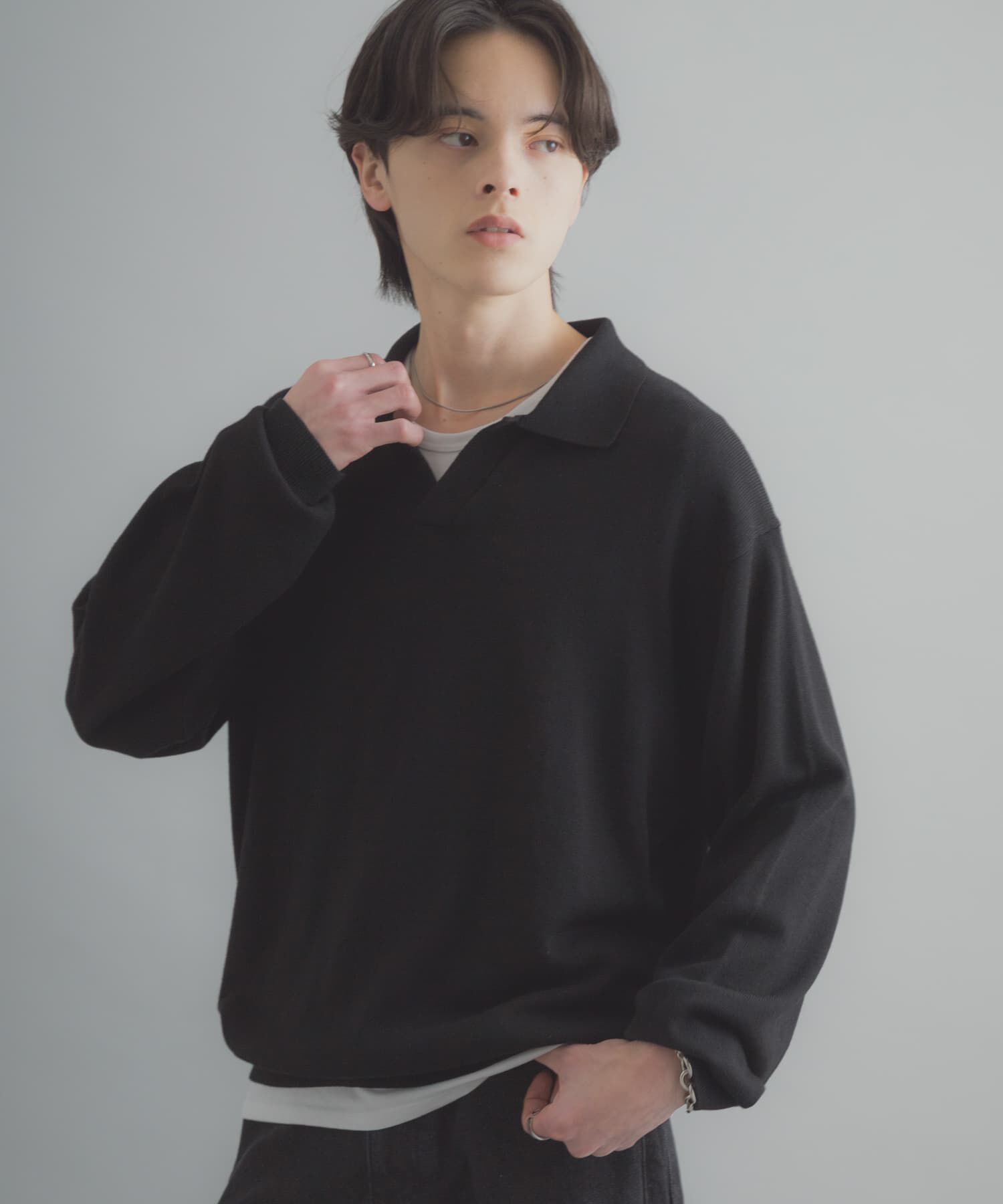 SENSE OF PLACE by URBAN RESEARCH「『洗濯可』スキッパーロングスリーブニット」|ニット・セーター|