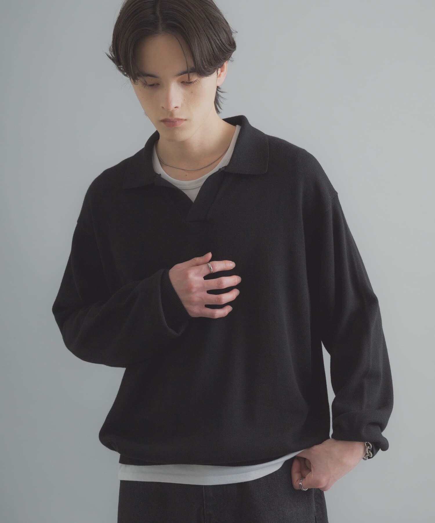 SENSE OF PLACE by URBAN RESEARCH「『洗濯可』スキッパーロングスリーブニット」|ニット・セーター|