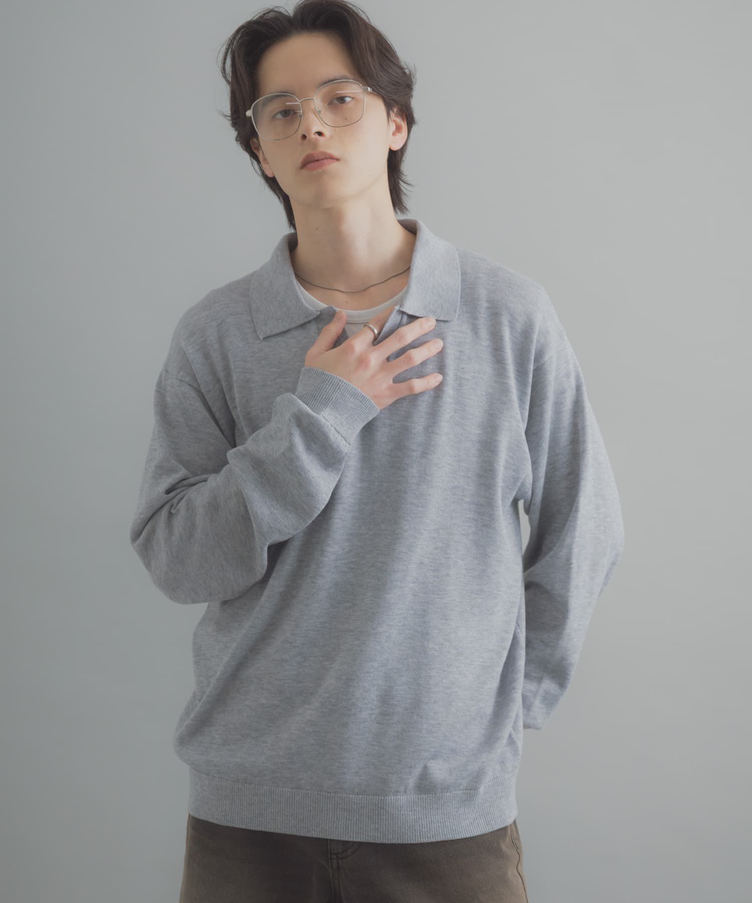 SENSE OF PLACE by URBAN RESEARCH「『洗濯可』スキッパーロングスリーブニット」|ニット・セーター|