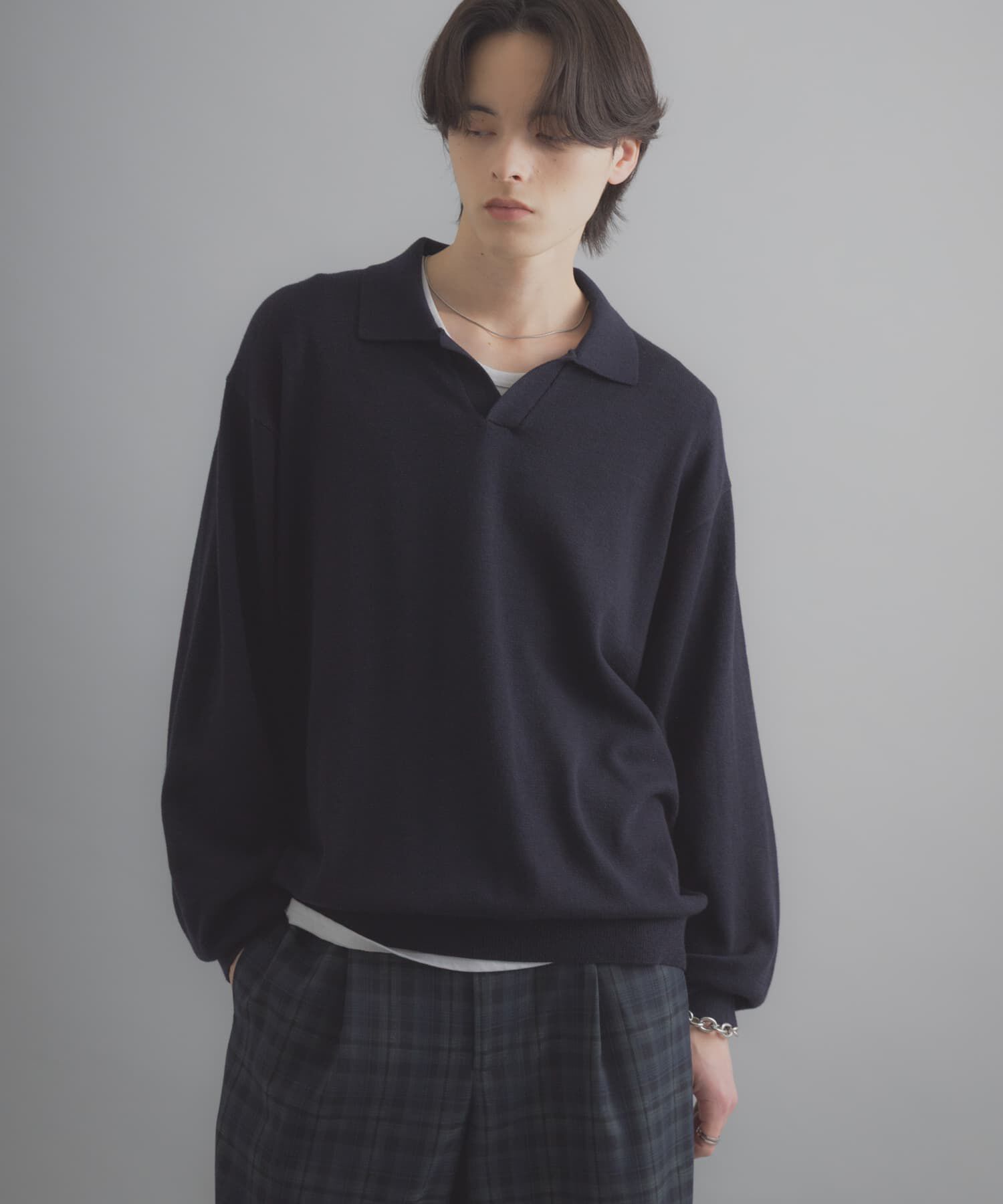 SENSE OF PLACE by URBAN RESEARCH「『洗濯可』スキッパーロングスリーブニット」|ニット・セーター|