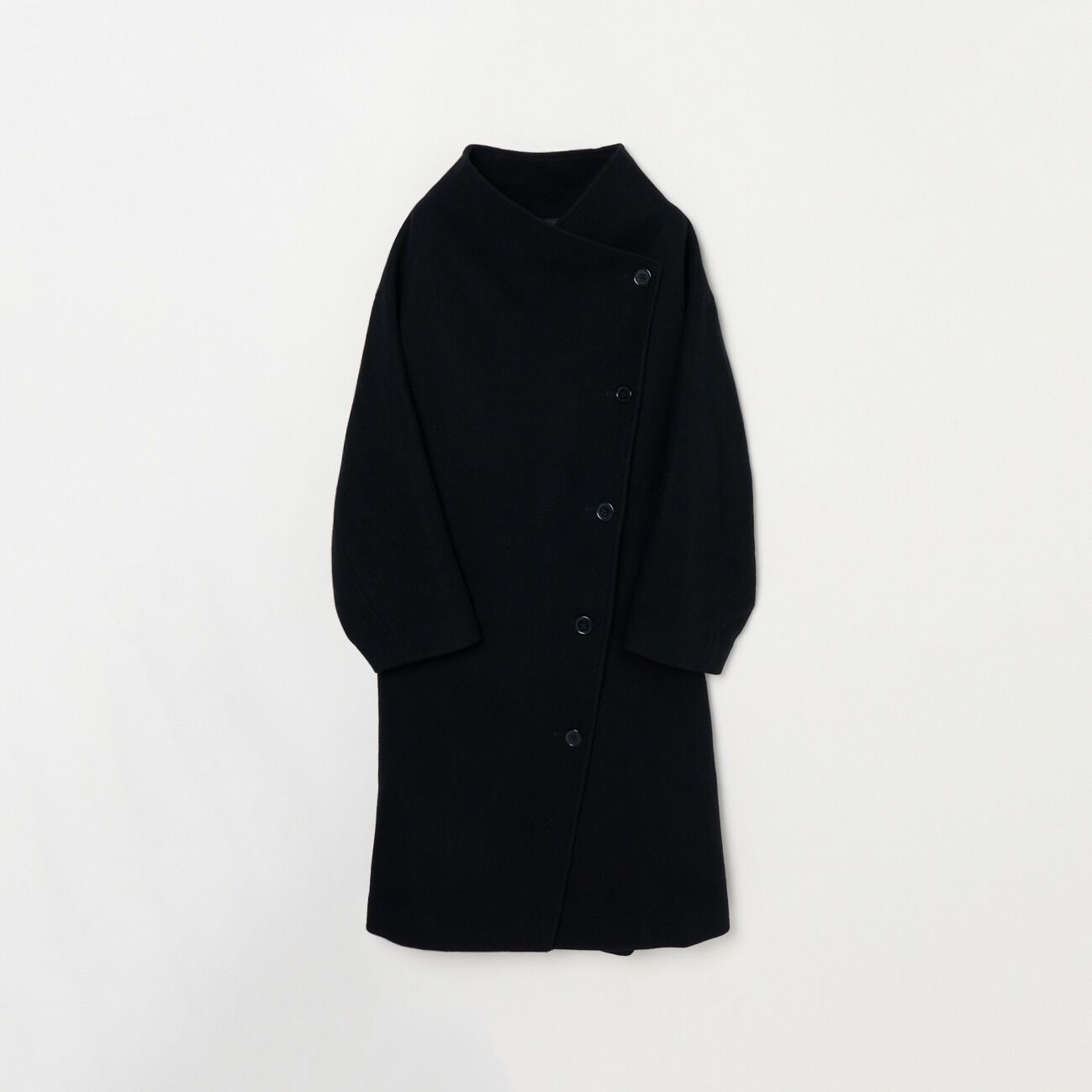HELIOPOLE「HELIOPOLE WOOL STAND COLLAR COAT」|トレンチコート|ブラック