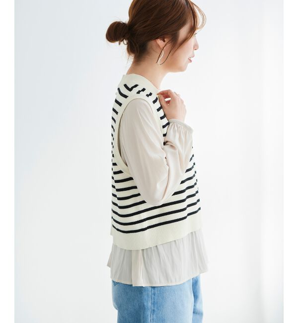  「ブラウスレイヤードニットベスト」|ベスト・ジレ|