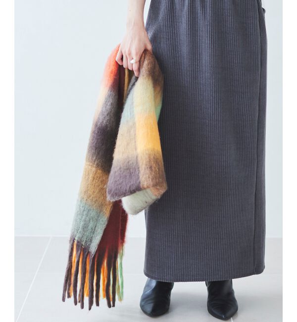 le.coeur blanc「《WEB限定アイテム》ブロックチェックビッグフリンジストール」|ストール|