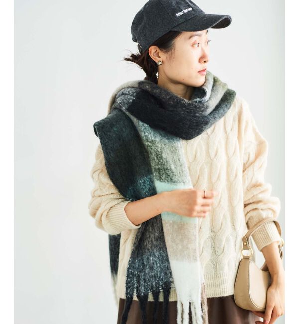 le.coeur blanc「《WEB限定アイテム》ブロックチェックビッグフリンジストール」|ストール|