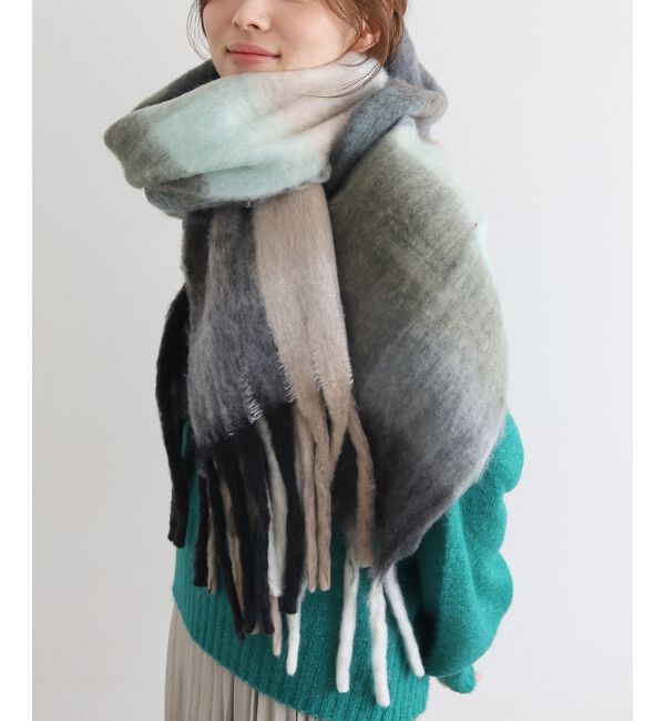 le.coeur blanc「《WEB限定アイテム》ブロックチェックビッグフリンジストール」|ストール|