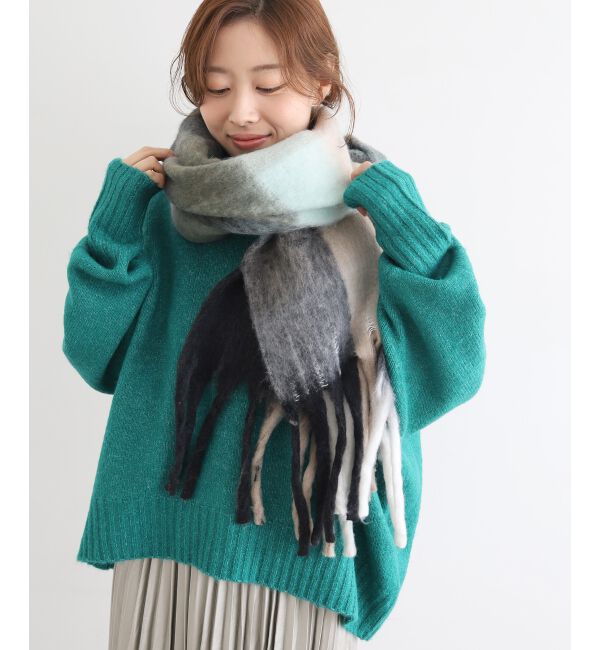 le.coeur blanc「《WEB限定アイテム》ブロックチェックビッグフリンジストール」|ストール|