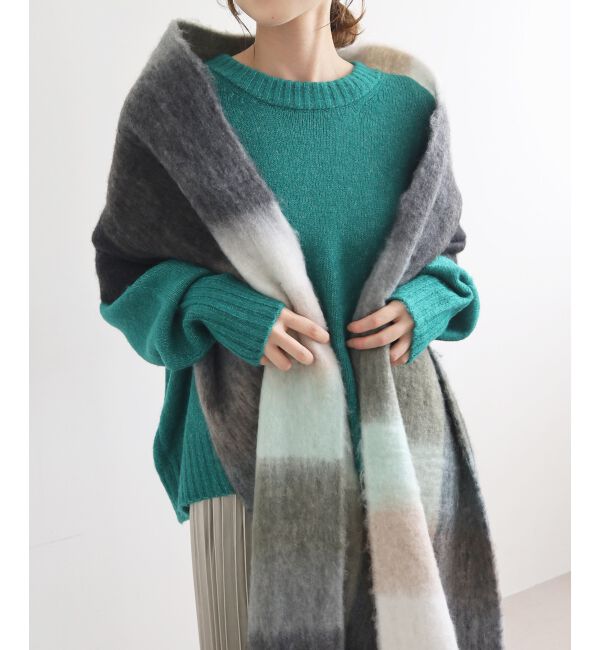 le.coeur blanc「《WEB限定アイテム》ブロックチェックビッグフリンジストール」|ストール|