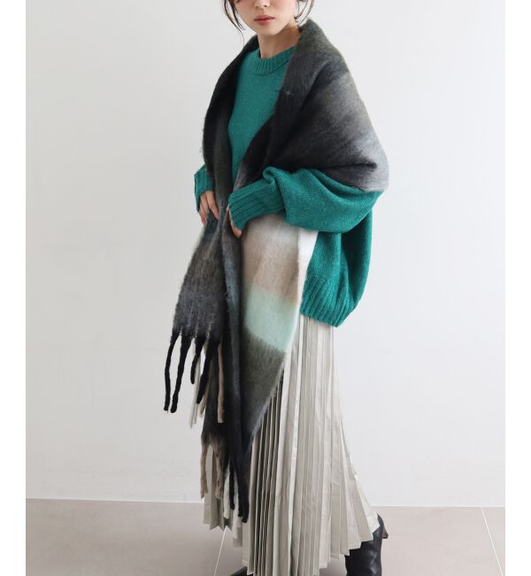 le.coeur blanc「《WEB限定アイテム》ブロックチェックビッグフリンジストール」|ストール|
