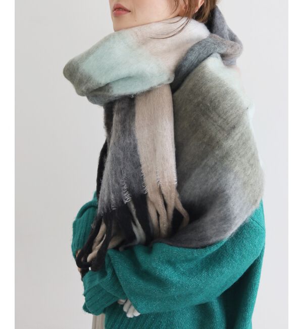 le.coeur blanc「《WEB限定アイテム》ブロックチェックビッグフリンジストール」|ストール|