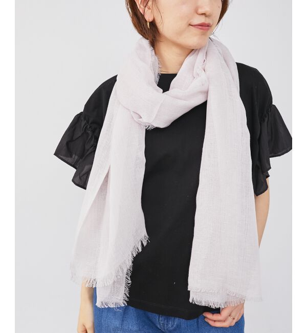  「《手洗い可能》コットン麻ストール」|ストール|L／グレー
