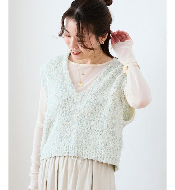  「リボンチュール&times;スラブVベスト」|ベスト・ジレ|