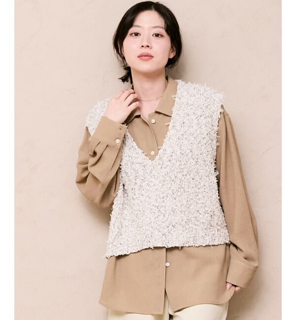  「リボンチュール&times;スラブVベスト」|ベスト・ジレ|