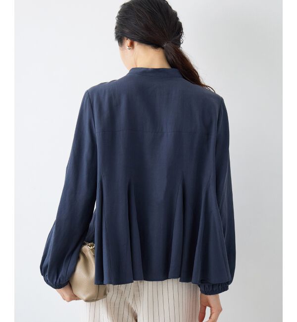  「バンドカラーマチ入りブラウス」|シャツ・ブラウス|