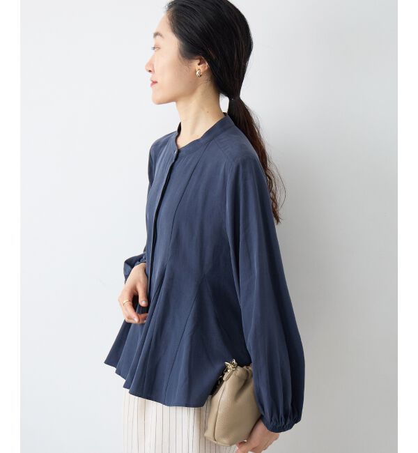  「バンドカラーマチ入りブラウス」|シャツ・ブラウス|