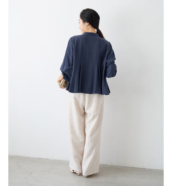  「バンドカラーマチ入りブラウス」|シャツ・ブラウス|