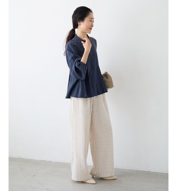  「バンドカラーマチ入りブラウス」|シャツ・ブラウス|