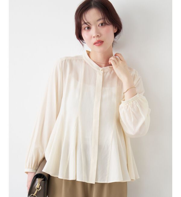  「バンドカラーマチ入りブラウス」|シャツ・ブラウス|