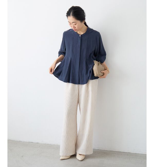  「バンドカラーマチ入りブラウス」|シャツ・ブラウス|