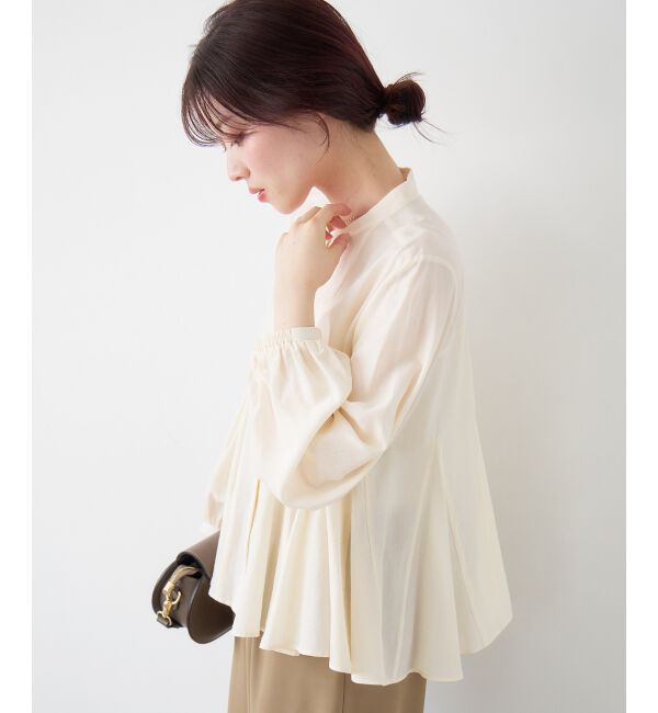  「バンドカラーマチ入りブラウス」|シャツ・ブラウス|