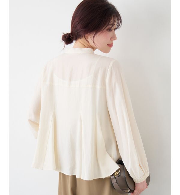  「バンドカラーマチ入りブラウス」|シャツ・ブラウス|