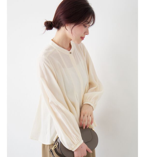  「バンドカラーマチ入りブラウス」|シャツ・ブラウス|