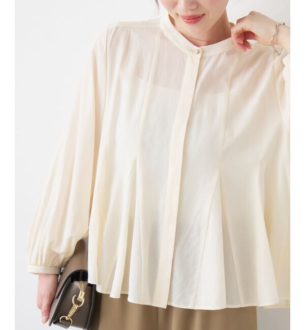  「バンドカラーマチ入りブラウス」|シャツ・ブラウス|