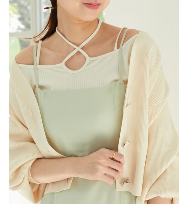 MAJESTICLEGON「クロスストラップリブトップス」|Tシャツ・カットソー|