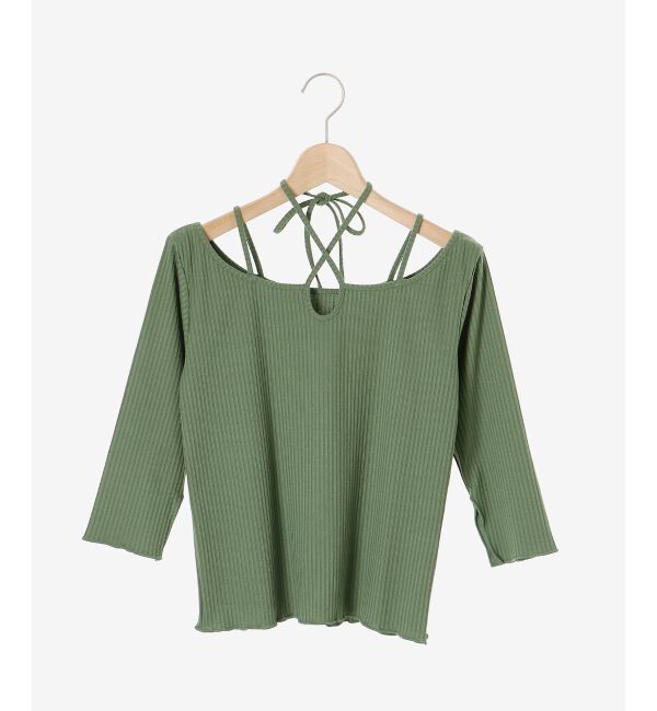 MAJESTICLEGON「クロスストラップリブトップス」|Tシャツ・カットソー|