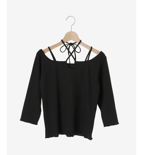 MAJESTICLEGON「クロスストラップリブトップス」|Tシャツ・カットソー|