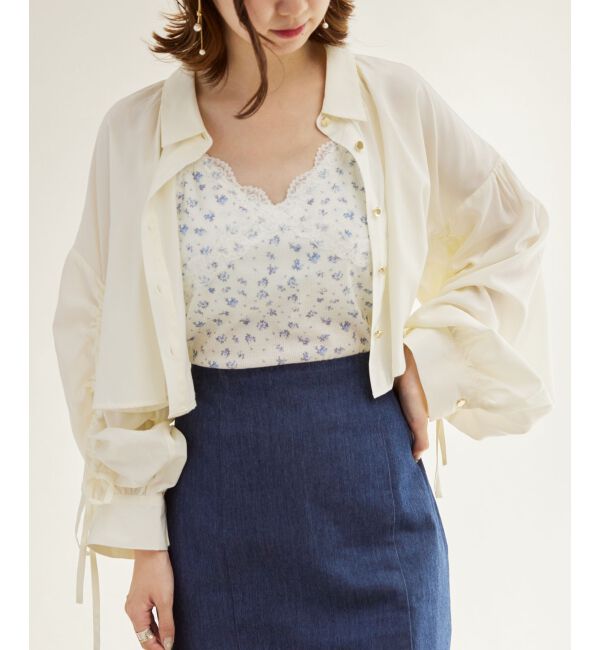 MAJESTICLEGON「カップ付きレーストリムキャミソール」|キャミソール|