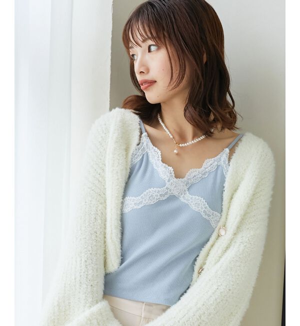 MAJESTICLEGON「カップ付きレーストリムキャミソール」|キャミソール|