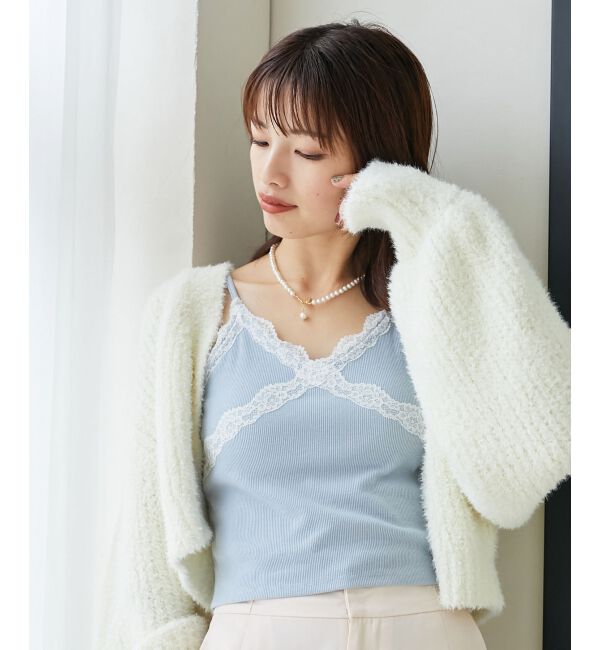 MAJESTICLEGON「カップ付きレーストリムキャミソール」|キャミソール|