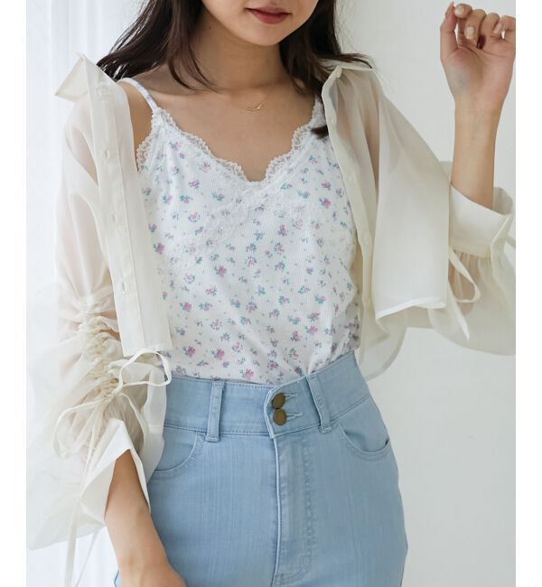 MAJESTICLEGON「カップ付きレーストリムキャミソール」|キャミソール|