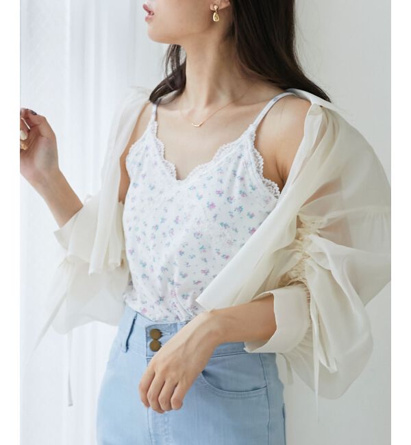 MAJESTICLEGON「カップ付きレーストリムキャミソール」|キャミソール|