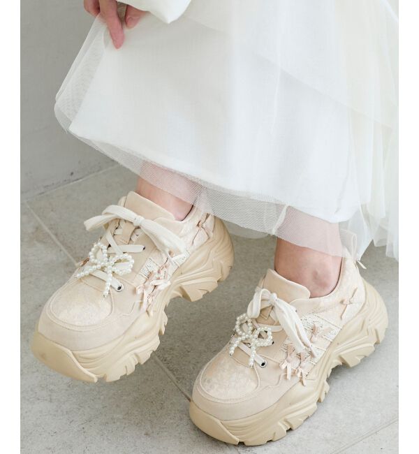 MAJESTICLEGON「2WAYデコリボンスニーカー」|スニーカー|ベージュ