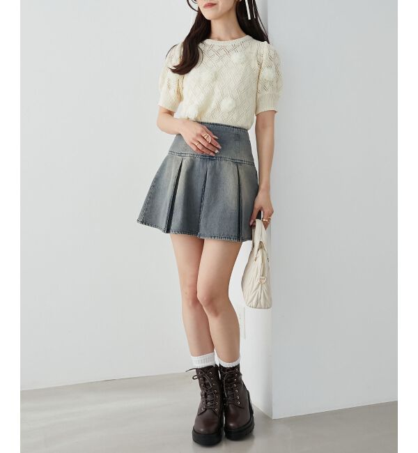 MAJESTICLEGON「ローズモチーフレーシーニット」|ニット・セーター|