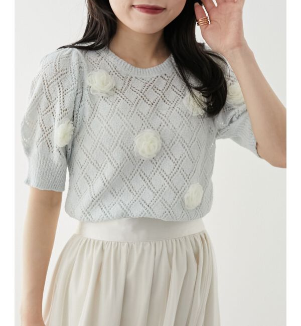 MAJESTICLEGON「ローズモチーフレーシーニット」|ニット・セーター|