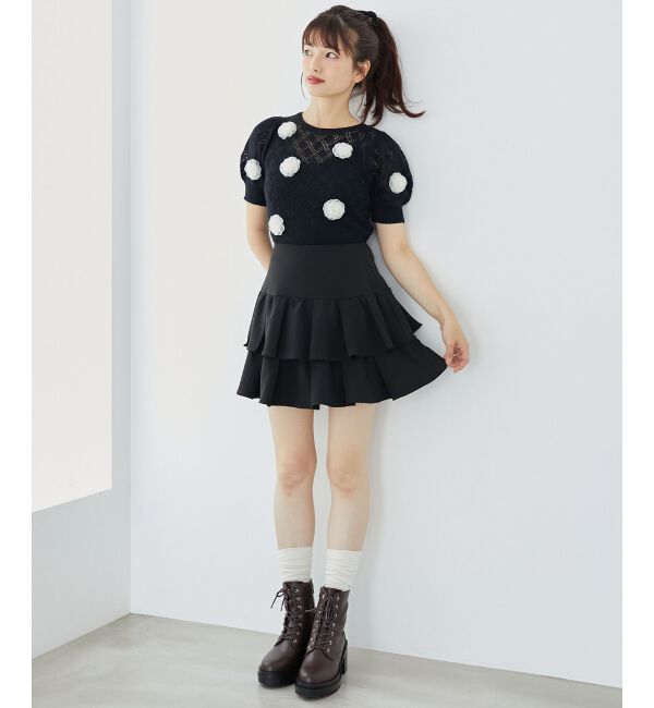 MAJESTICLEGON「ローズモチーフレーシーニット」|ニット・セーター|