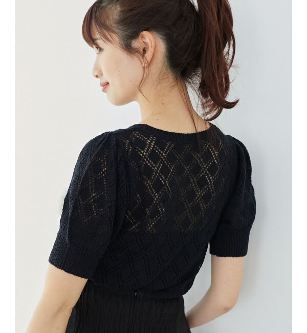 MAJESTICLEGON「ローズモチーフレーシーニット」|ニット・セーター|