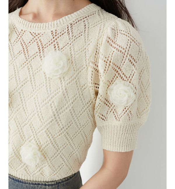 MAJESTICLEGON「ローズモチーフレーシーニット」|ニット・セーター|