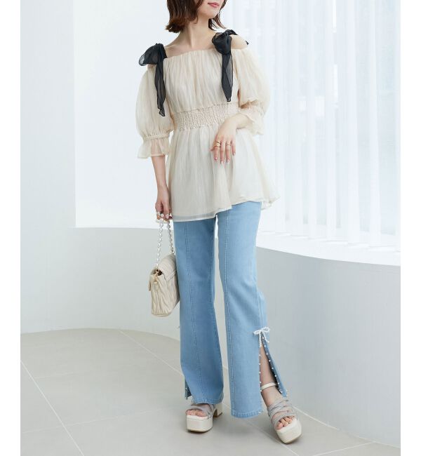 MAJESTICLEGON「パールスリットデニム」|デニム|