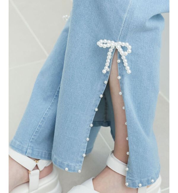 MAJESTICLEGON「パールスリットデニム」|デニム|