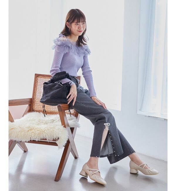 MAJESTICLEGON「パールスリットデニム」|デニム|