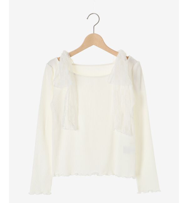 MAJESTICLEGON「肩リボンリブトップス」|Tシャツ・カットソー|